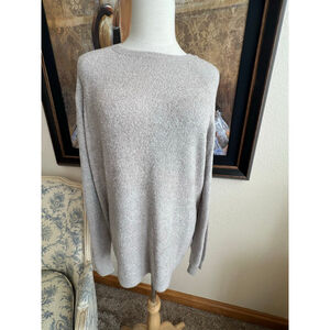 BWT Women's Barefoot Dreams Silver Gray CozyChic Lite Crew Neck Sweater M